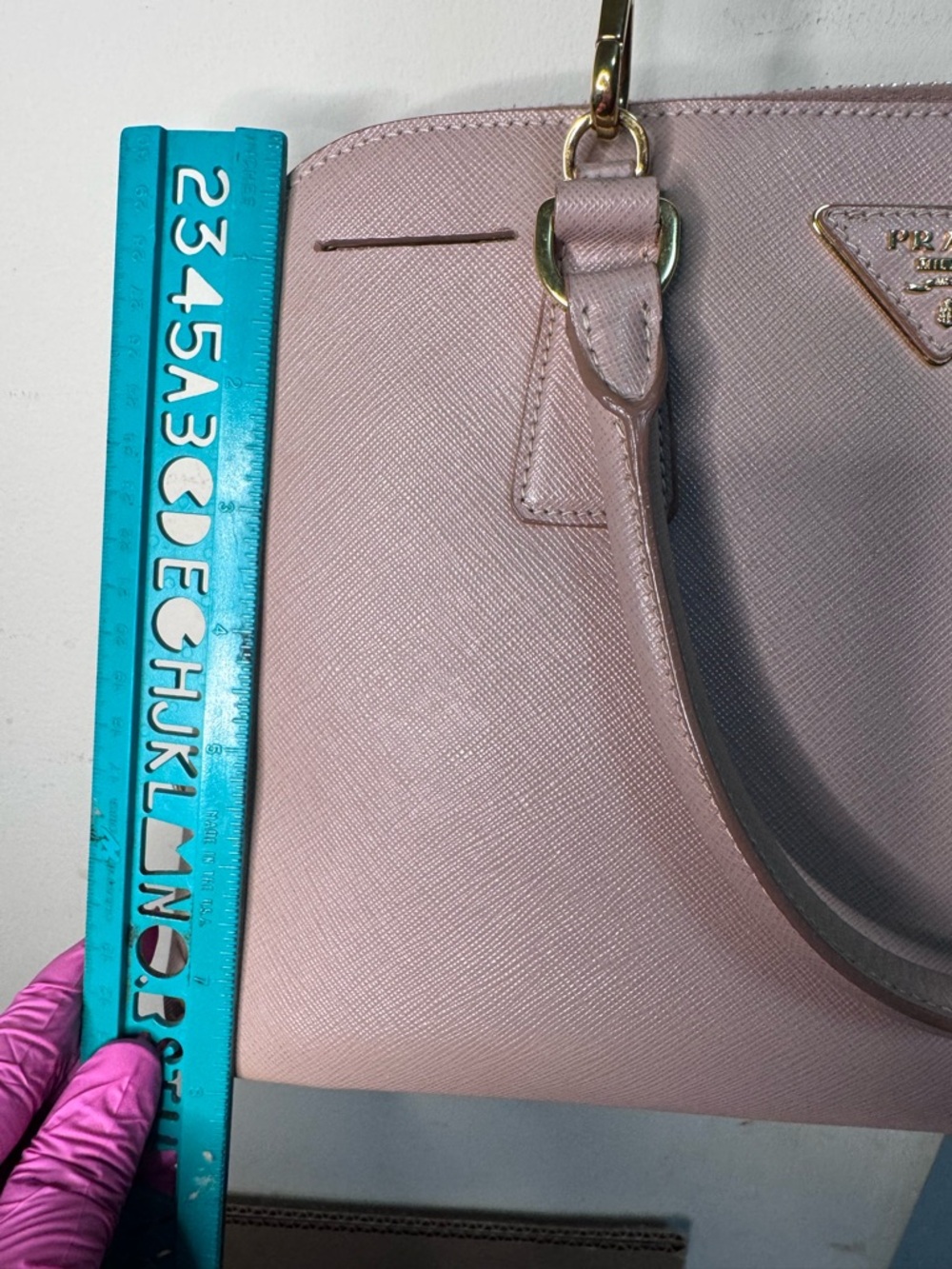 Prada Double-Handle Saffiano Satchel in Blush Pink - Picture 6 of 16